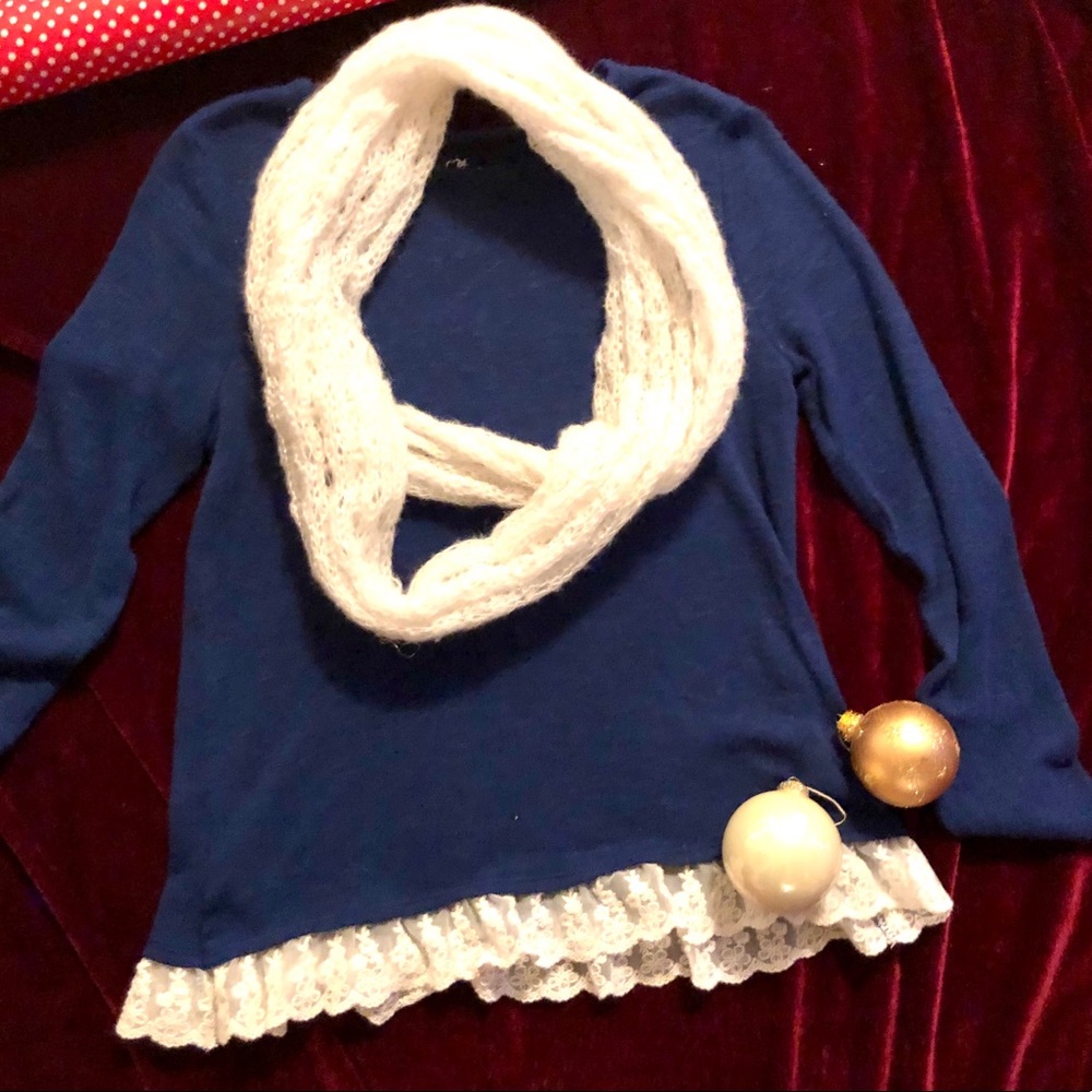 Lace Hem Pullover Sweater 🧣❄️☃️